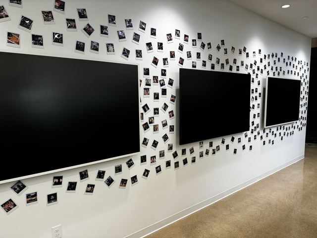 Row of displays on the photo wall